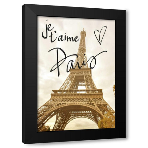 Je taime Paris Black Modern Wood Framed Art Print by Navas, Emily
