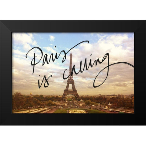 Paris is Calling Black Modern Wood Framed Art Print by Navas, Emily
