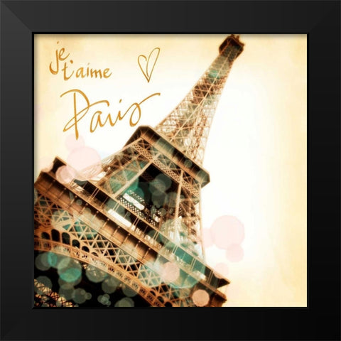Je, taime Paris Black Modern Wood Framed Art Print by Navas, Emily