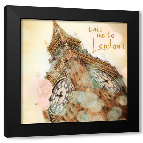 Take Me To London Black Modern Wood Framed Art Print by Navas, Emily