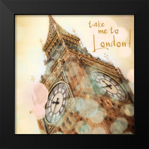 Take Me To London Black Modern Wood Framed Art Print by Navas, Emily
