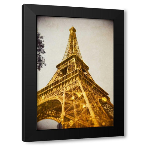 Glittery Paris Black Modern Wood Framed Art Print with Double Matting by Navas, Emily