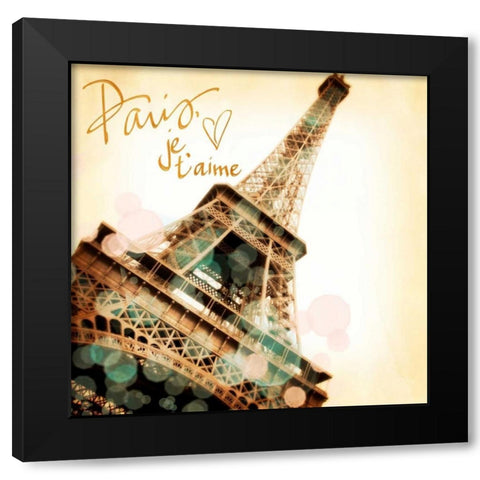 Paris, Je taime Black Modern Wood Framed Art Print with Double Matting by Navas, Emily