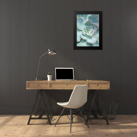Teal Succulent Vertical Black Modern Wood Framed Art Print by Bryant, Susan