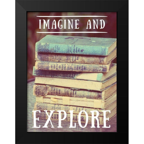 Explore Books Black Modern Wood Framed Art Print by Peck, Gail