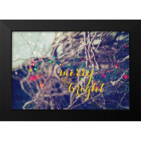 Merry and Bright Black Modern Wood Framed Art Print by Poynter, Kelly