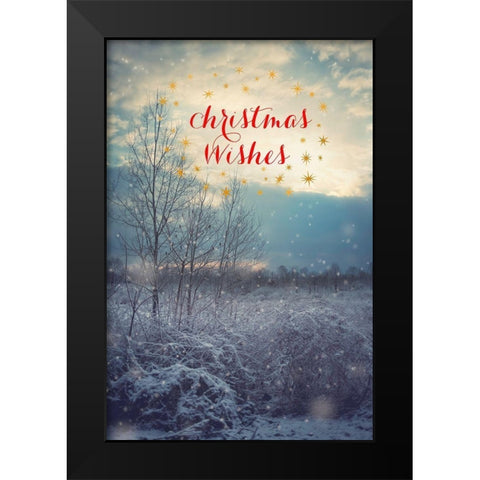 Christmas Wishes Black Modern Wood Framed Art Print by Poynter, Kelly