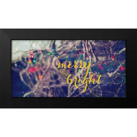 Merry Light Bright Black Modern Wood Framed Art Print by Poynter, Kelly