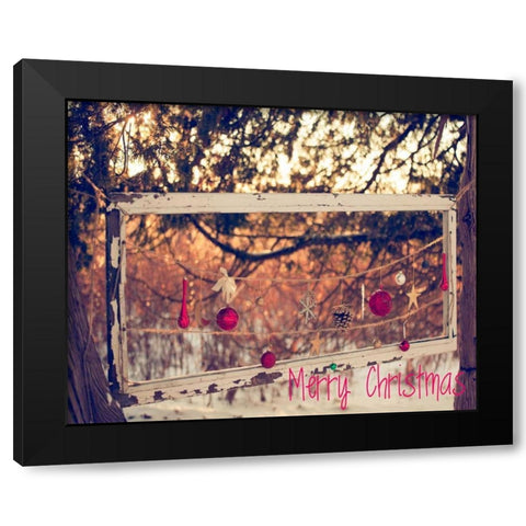 Merry Christmas Ornaments Black Modern Wood Framed Art Print with Double Matting by Poynter, Kelly
