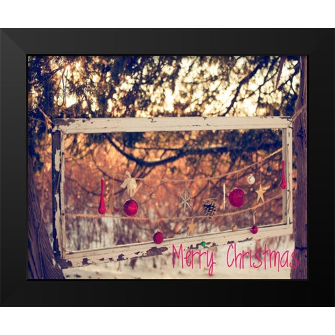 Merry Christmas Ornaments Black Modern Wood Framed Art Print by Poynter, Kelly