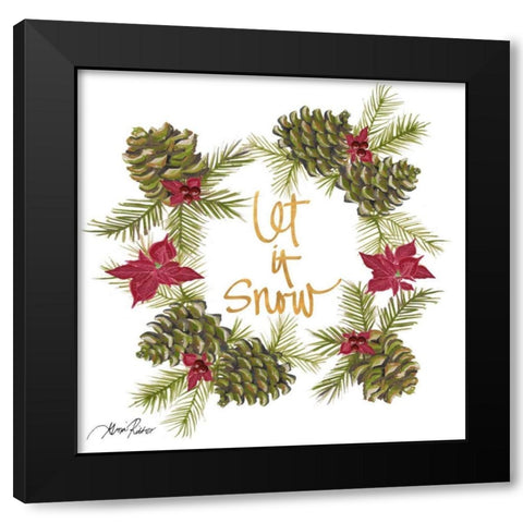 Pine Cone Christmas Wreath II Black Modern Wood Framed Art Print with Double Matting by Ritter, Gina