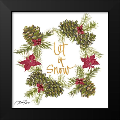 Pine Cone Christmas Wreath II Black Modern Wood Framed Art Print by Ritter, Gina