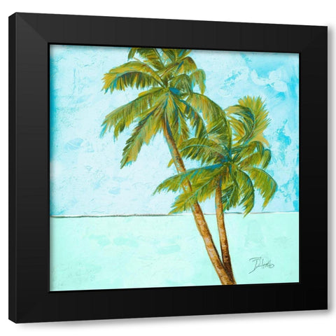 Beach Palm Blue I Black Modern Wood Framed Art Print with Double Matting by Pinto, Patricia