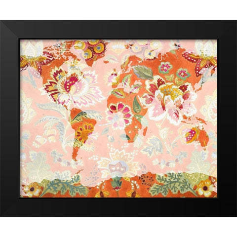 Botanica World Map Black Modern Wood Framed Art Print by Loreth, Lanie
