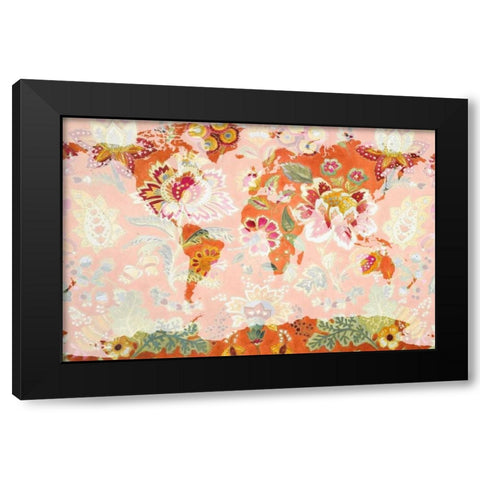 Botanica World Map Black Modern Wood Framed Art Print with Double Matting by Loreth, Lanie