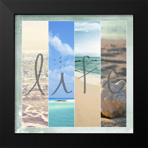 Sea Life Border Black Modern Wood Framed Art Print by Bryant, Susan