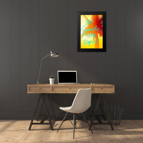 Golden Palm Black Modern Wood Framed Art Print by Bryant, Susan