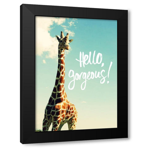 Hello Gorgeous Giraffe Black Modern Wood Framed Art Print by Bryant, Susan