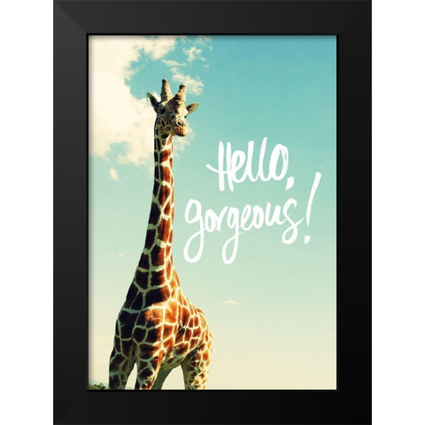 Hello Gorgeous Giraffe Black Modern Wood Framed Art Print by Bryant, Susan