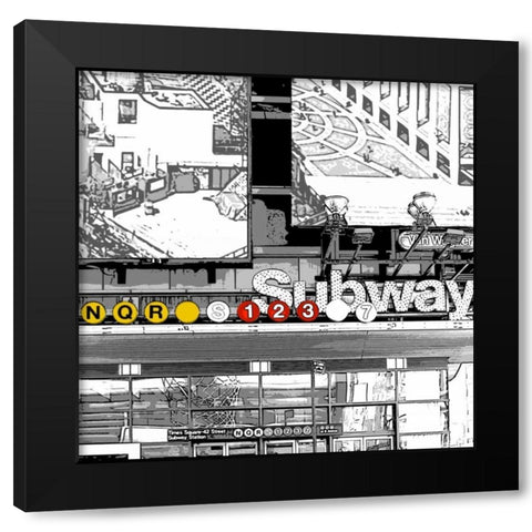 Subway Square Black Modern Wood Framed Art Print with Double Matting by Bryant, Susan
