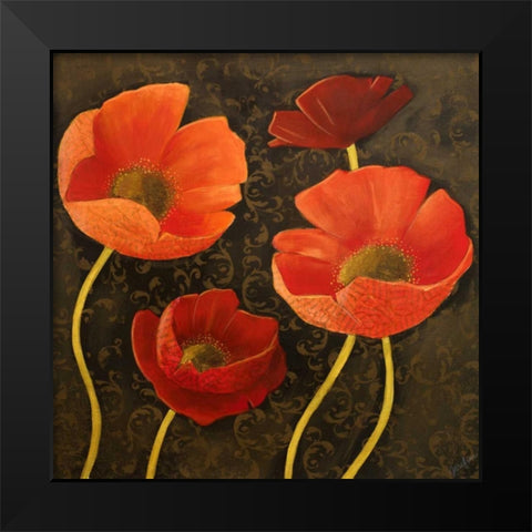 Gilded Floral II Black Modern Wood Framed Art Print by Josefina