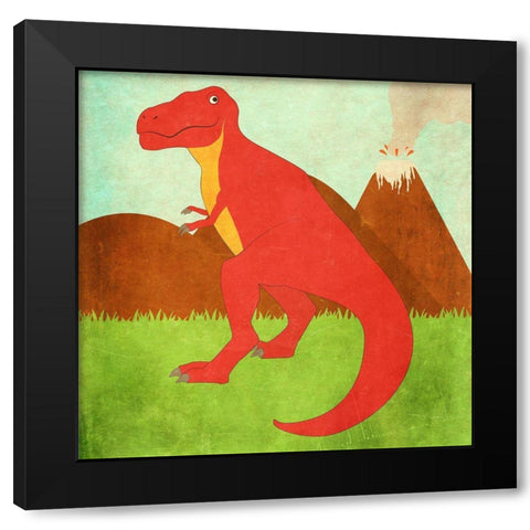 Dinosaur Land I Black Modern Wood Framed Art Print by SD Graphics Studio