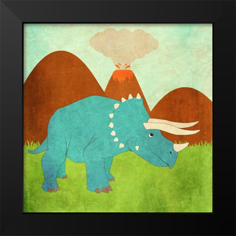 Dinosaur Land II Black Modern Wood Framed Art Print by SD Graphics Studio