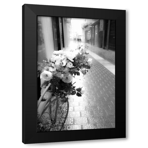 Flower Bike Black Modern Wood Framed Art Print with Double Matting by Acosta