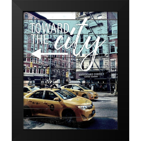 Toward The City Black Modern Wood Framed Art Print by Acosta