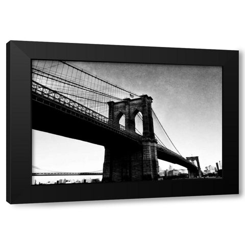 Bridge of Brooklyn BW I Black Modern Wood Framed Art Print by Acosta