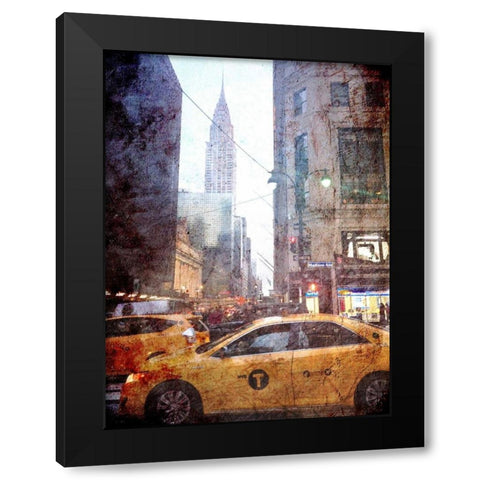 Rainy Madison Avenue Black Modern Wood Framed Art Print with Double Matting by Acosta