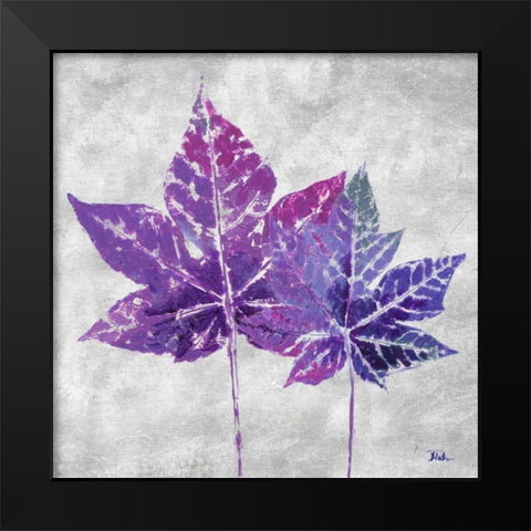 The Purple Leaves on Silver I Black Modern Wood Framed Art Print by Pinto, Patricia