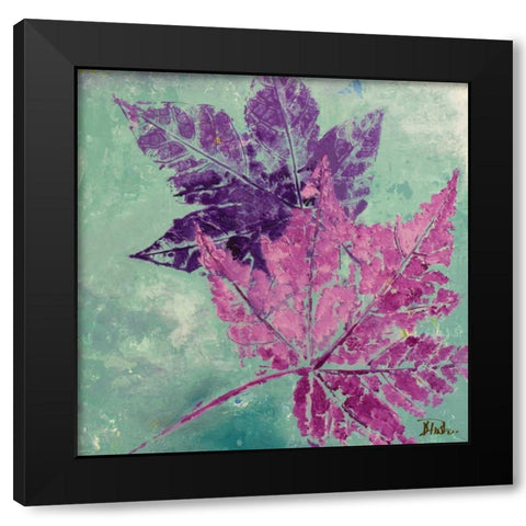Purple Leaves Flying II Black Modern Wood Framed Art Print with Double Matting by Pinto, Patricia