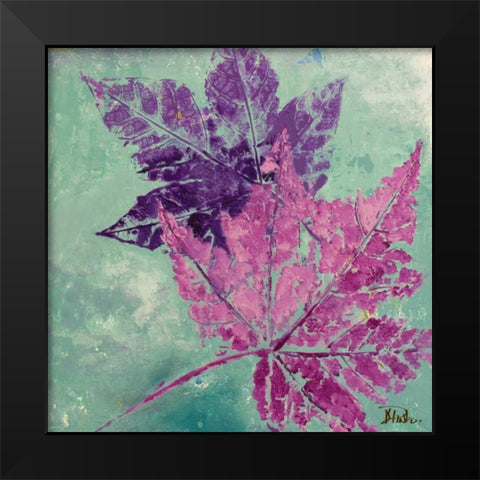 Purple Leaves Flying II Black Modern Wood Framed Art Print by Pinto, Patricia