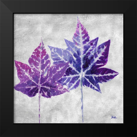 The Purple Leaves on Silver II Black Modern Wood Framed Art Print by Pinto, Patricia