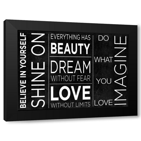 Believe Inspiration Black Modern Wood Framed Art Print by SD Graphics Studio