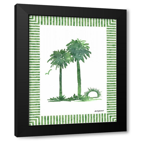 Green Palms IV Black Modern Wood Framed Art Print with Double Matting by Biscardi, Nicholas