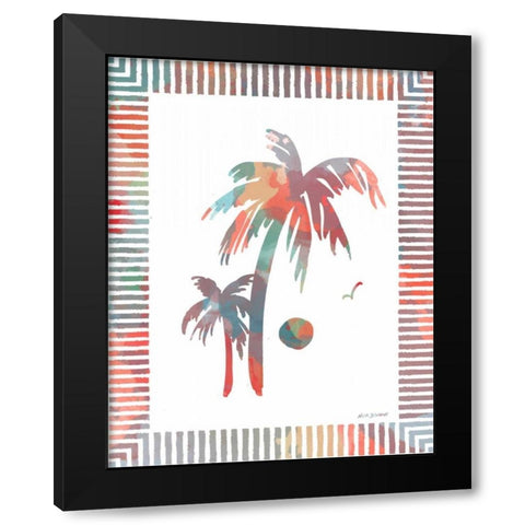 Watercolor Palms II Black Modern Wood Framed Art Print with Double Matting by Biscardi, Nicholas