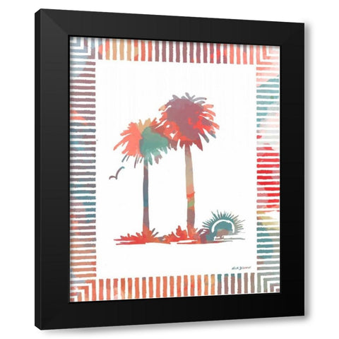 Watercolor Palms IV Black Modern Wood Framed Art Print with Double Matting by Biscardi, Nicholas