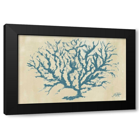 Blue Coral Rectangle I Black Modern Wood Framed Art Print with Double Matting by DeRice, Julie