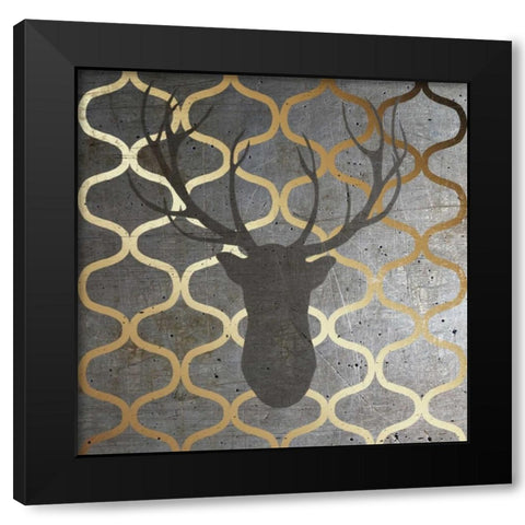 Metallic Deer Nature Black Modern Wood Framed Art Print with Double Matting by Metz, Andi