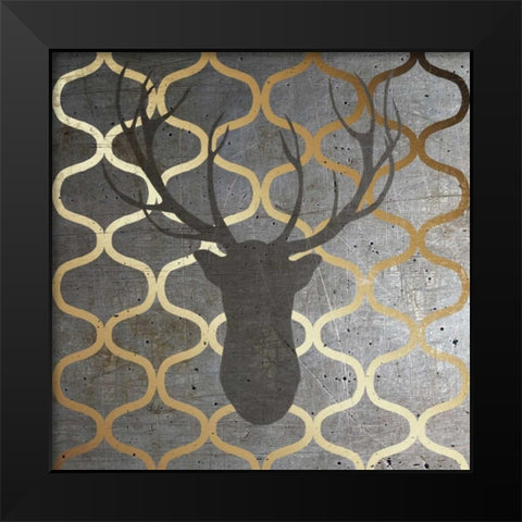 Metallic Deer Nature Black Modern Wood Framed Art Print by Metz, Andi