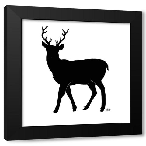 Deer Silhouette Black Modern Wood Framed Art Print by Metz, Andi