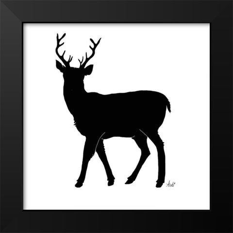 Deer Silhouette Black Modern Wood Framed Art Print by Metz, Andi