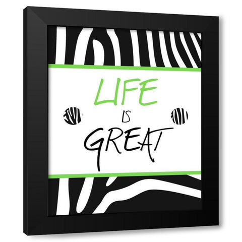 Green Zebra Sayings II Black Modern Wood Framed Art Print by SD Graphics Studio