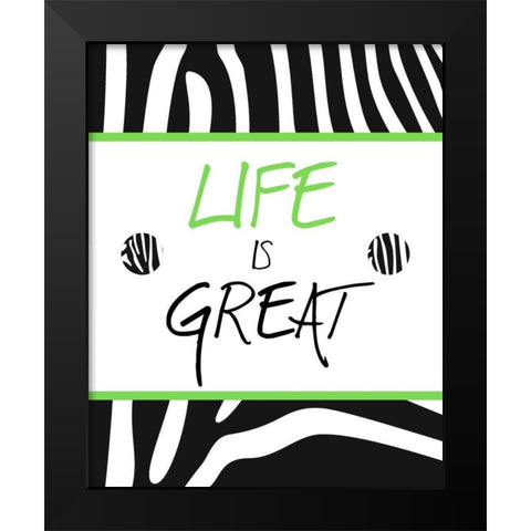 Green Zebra Sayings II Black Modern Wood Framed Art Print by SD Graphics Studio