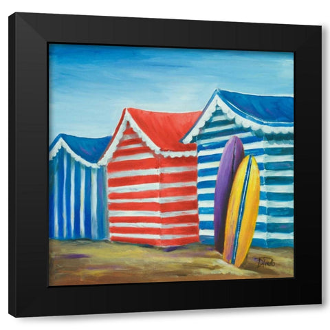 Summer Beach Cabana I Black Modern Wood Framed Art Print with Double Matting by Pinto, Patricia