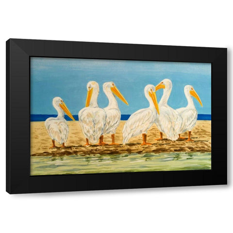Coastal Flock II Black Modern Wood Framed Art Print with Double Matting by Baliko, Linda