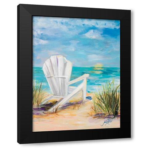 Relax in the Beach Breeze Black Modern Wood Framed Art Print by DeRice, Julie