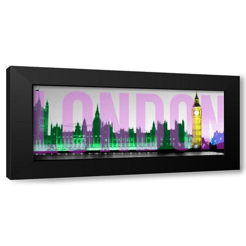 Night Neon London Black Modern Wood Framed Art Print with Double Matting by Peck, Gail